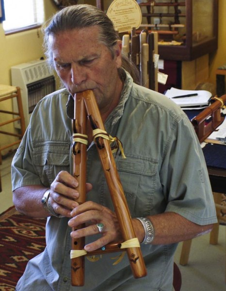 Odell Borg, owner of High Spirits Flutes, says anyone can learn to play the Native American flute. (Photo by Sandra Westdahl/ASNS)