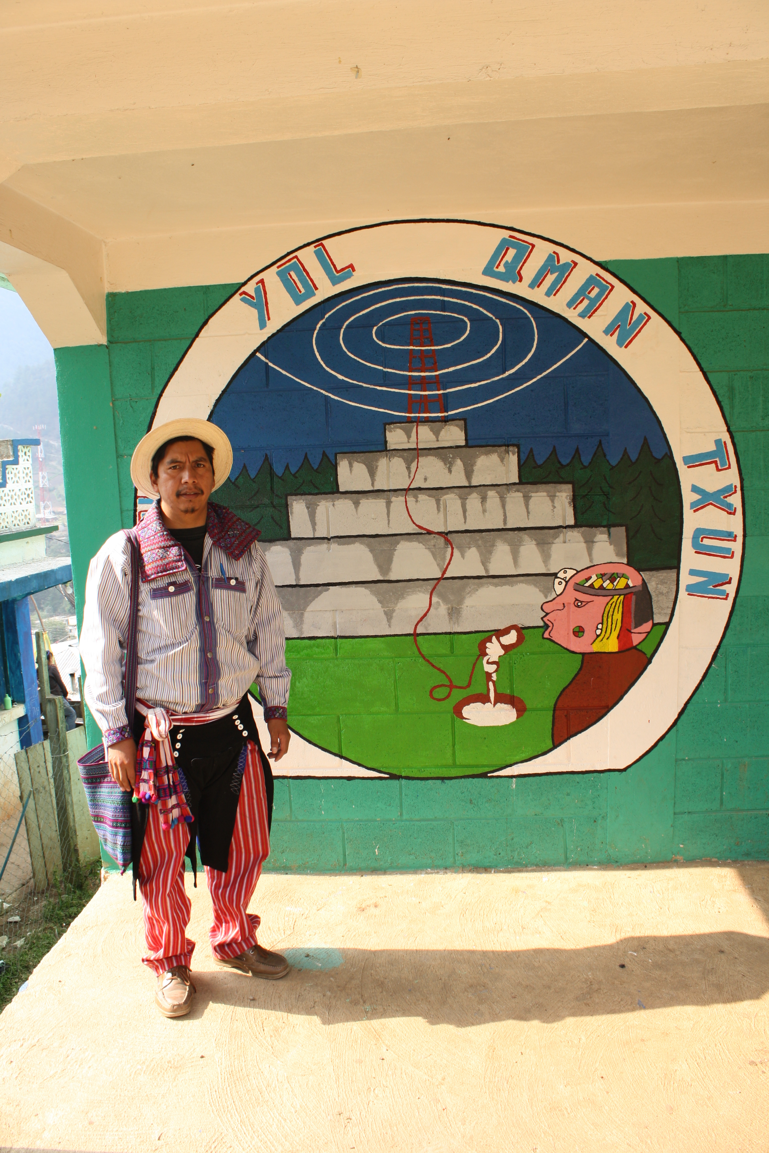 Rosendo Pablo, founder of Radio Xob'il Yol Qman Txun, stands in front of the station. Pablo founded the radio after returning to Todos Santos from the United States. (Photo by: Brenna Goth)