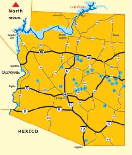 Map of Arizonas lakes and waterways