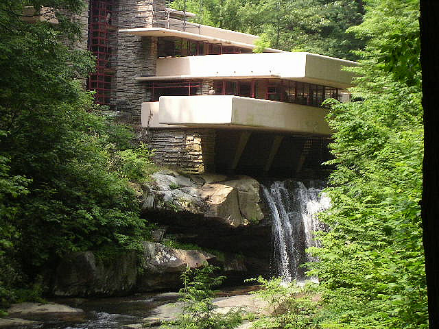 Falling Water, designed by Frank Lloyd Wright. Photo used under Creative Commons license, taken by Flickr user Spike55151