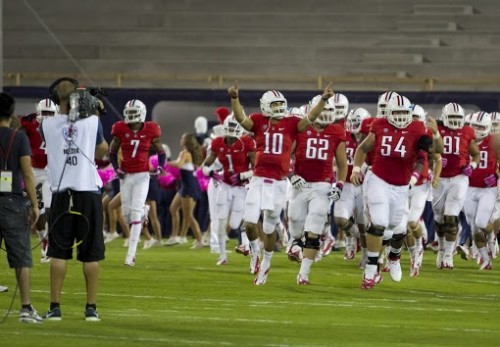 The Arizona football team has a lot of excitement building up for the 2013 season, in large part thanks to the success Matt Scott (#10) had last year in Rich Rodriguezs first as head coach. Photo by Tyler Besh/Arizona Daily Wildcat