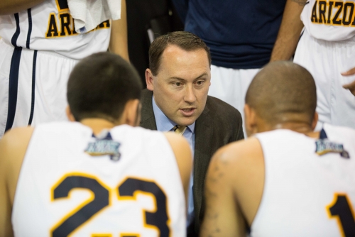 NAU head coach Jack Murphy instructs his players during a game in 2012, his first year with the program. Photo courtesy of NAU Athletics