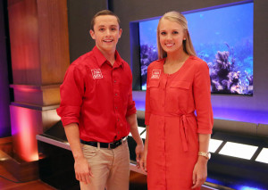 Connor Riley and Samantha Meis before their "Shark Tank" pitch. 