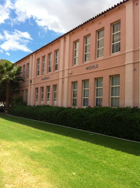 Mansfeld Middle School opened in 1929, located just a few steps away from the University of Arizona. (Photo by: Tyler McDowell-Blanken/Arizona Sonora News)
