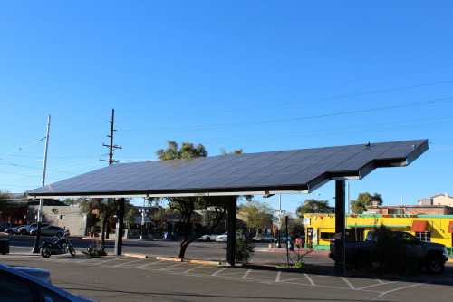 Solar panel outside of Brooklyn Pizza Company on 4th ave. Photo by Brittany Smith/Arizona Sonoran News Service