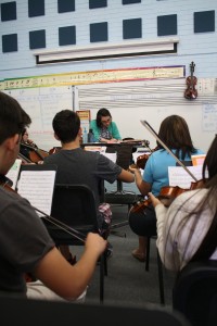 Looney's high school orchestra class meets at 12:40 to 1:40. This class includes 9th - 12th grade students. March 23, 2015 Photograph by Alexandra Adamson 