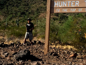Marvin Chee, 50, comes down Picacho Peak a few paces ahead of his group.  Photo by: Skyler Brandt/ Arizona Sonora News