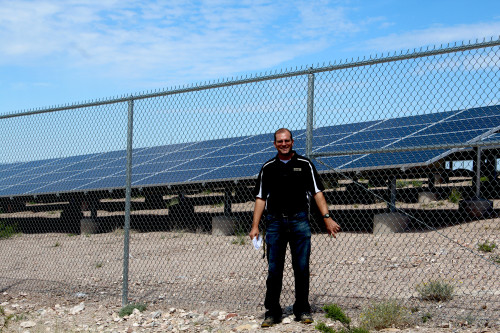 Principal David Thursday standing in front of the solar field at Tombstone High School 
Photo By Lexus Scott Arizona Sonora News Service