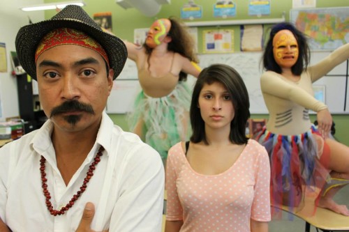 Actors from Mas, a doctumentary drama play written by Milta Ortiz about the banning of Mexican-American studies in the Tucson Unified School District. The play debuted at Borderlands Theater in Fall 2015. 