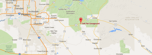 Map of Oak Flat in Arizona. Google Map.