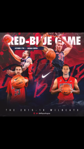 University of Arizona basketball twitter account tweeted this graphic to promote the upcoming Red-Blue scrimmage game. 