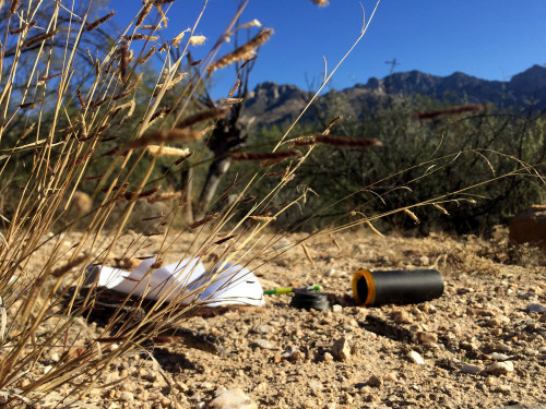 This geocache consists of a logbook and a pencil inside of an old prescription bottle. Photo by Skyler Brandt/Arizona Sonora News