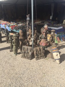 African ceramic sculptures stand out side of a booth at the African Art Village on February 4, 2016 in Tucson, Arizona. (Photo by: Ryan Bertrand / Arizona Sonora News Service)
