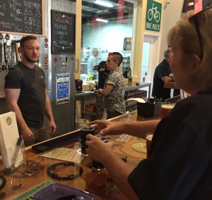 Customer orders a drink form Bartender at Catalina Brewing Company. (Photo by Nick Peppe/ Tombstone Epitaph)