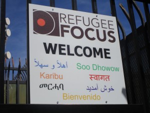 Refugee Focus Sign( Photo by Kofi Akoto/ Arizona Sonora News Service)