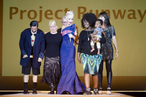  Camerone Parker, center, shown with various Project Runway alumni designers at Tucson Fashion Week 2014s Project Runway Night. (Photo Courtesy of Tucson Fashion Week 2014 and ©Vickie Lan Photography 2014.)