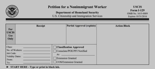 Employers specify for what kind of guest-worker they want to employ. Form I-129 of the U.S. Citizenship and Immigration Services. 