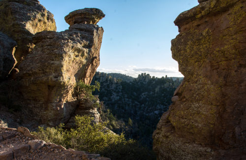 Pinnacles frame a forested hillside near Massai Point off of the Ed Riggs trail in Chiricahua National Monument south of Willcox on Tuesday, Oct. 25, 2016. The Chiricahua National Park Act, recently introduced to Congress by U.S. Rep. Martha McSally, proposes to redesignate the monument as a national park. (Photo by Alex McIntyre / Arizona Sonora News)