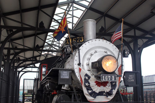 The locomotive engine featured in the musical Oklahoma! at the Southern Arizona Historical Society in Tucson Ariz. on Sunday, Nov. 20, 2016.  It was also the last steam engine used in the Tucson sector. (Photo by Alexis Wright / Arizona Sonora News)
