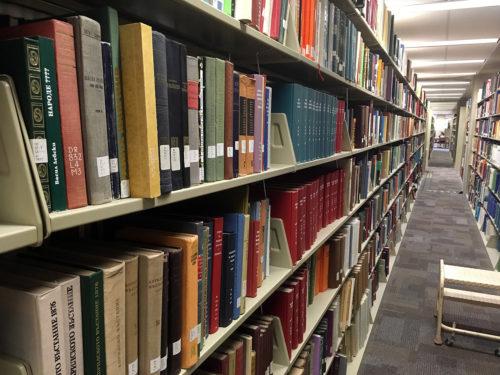 History books on a shelf at the University of Arizona Main Library in Tucson, Ariz. on Nov. 5, 2017. The library is home to books of all kinds and eras. (Photographed by Leah Gilchrist/ Arizona Sonora News)