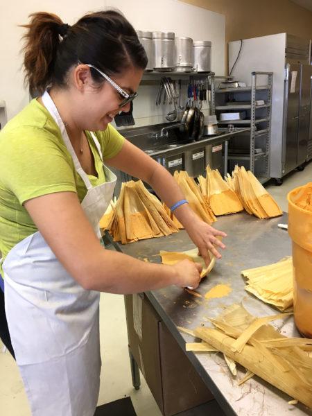 Danielle Aguilar ramps up tamale production at La Mesa Tamales for the holiday rush. Aguilar’s father opened the store 21 years ago. (Photography by Tirion Morris/Arizona Sonora News)