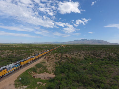 A part of the locomotive storage facility west of Benson, Arizona.  (Photo courtesy of the University of Arizona Journalism School)