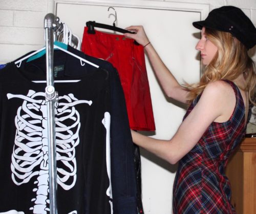 Hannah Rapp shopping for new clothes at Buffalo Exchange. Photograph by Claudia Johnson.