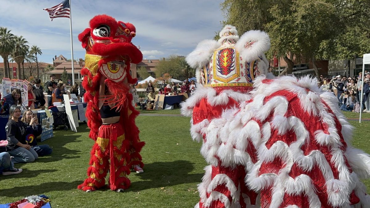 The UA Lion Dance performs a traditional dance at the East Asian Studies Language and Culture Fair on February 12, 2025.