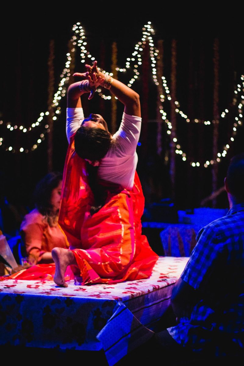 Mrs. Krishnan dances on the center table.   (Courtesy of Arizona Arts Live)