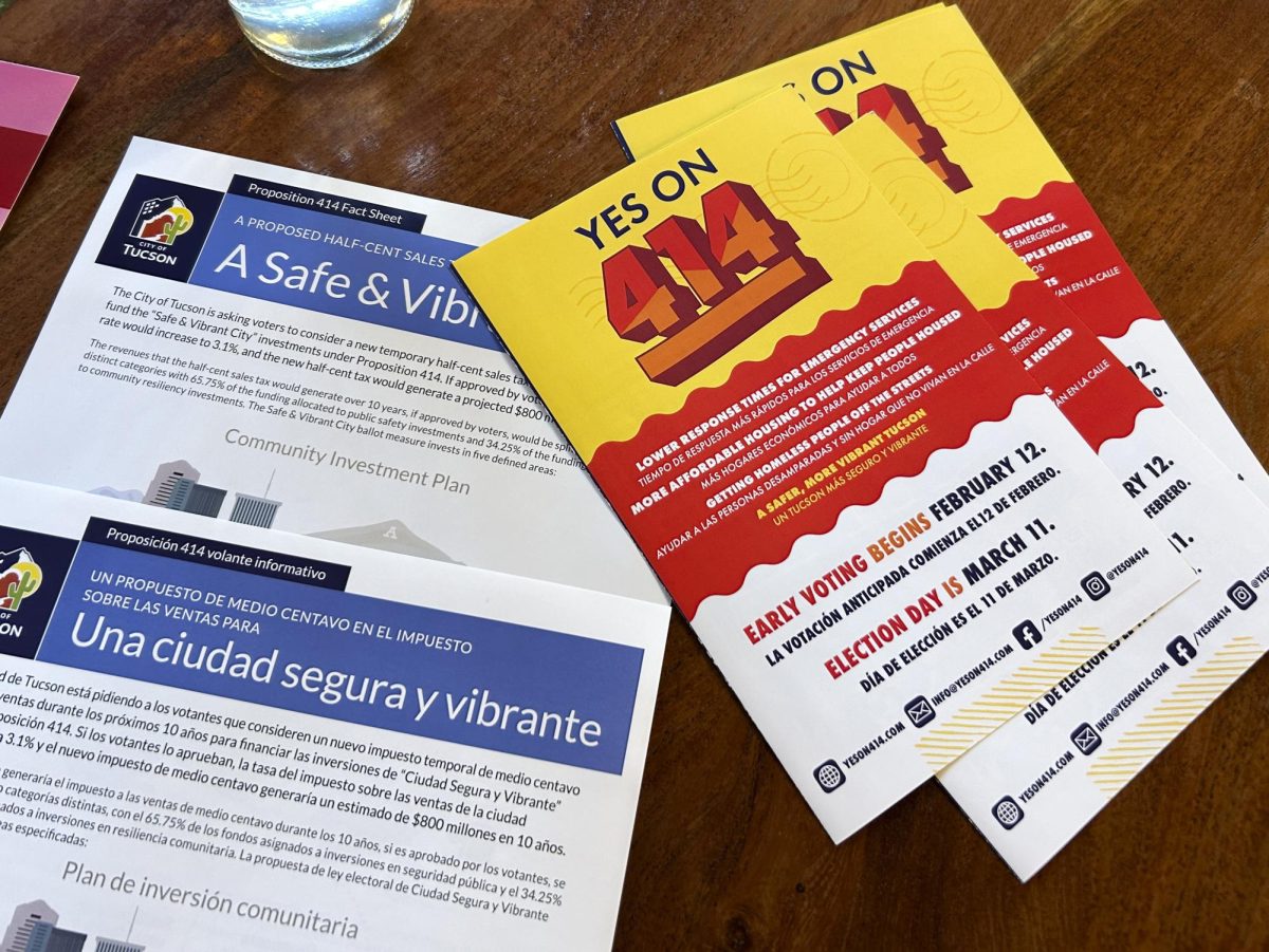 A fact sheet and advertisement pamphlet were handed out during a "YES ON 414" fundraiser event.