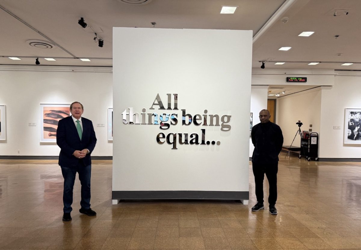 Jordan Schnitzer and Hank  Willis Thomas giving a press tour at UA Museum of Art on Feb.14, 2025. 
