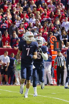 B.J. Denker (pictured) is looking to become the Arizona Wildcats new starting quarterback. He has big shoes to fill with the departure of Matt Scott. Photo by Tyler Besh/Arizona Daily Wildcat
