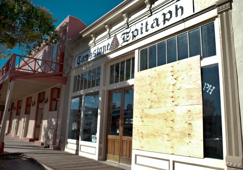 Vandalism at Epitaph historic office: Broken window, rising crime