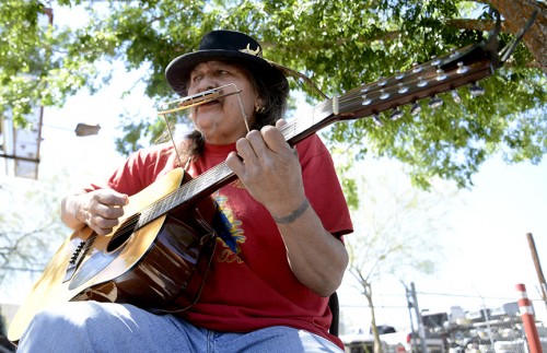 Blu Pahpahdocony plays his original music at the Feria de Sur Tucson on Sunday, April 6, 2014. (Photograph by Ryan Revock)