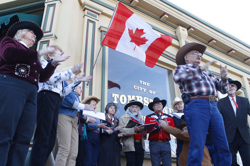 The Benson Barbershop Quartet performs Oh Canada! and the Star Spangled Banner. Photo by: Briana Sanchez/Arizona Sonora News Service 