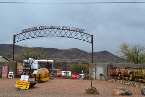 The Tombstone Consolidated Mines Company gate. The mines, long closed, were the original reason for Tombstone's economic success. (Photo by: Gabby Ferreira/ Arizona Sonora News)