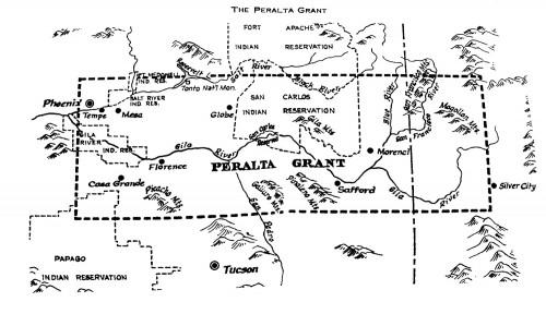Map showing the Peralta Grant. It was the largest land fraud in United States history. (Photo courtesy of Jim Turner)