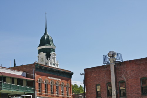 The Pythian Castle in Bisbee, easily recognized by a distinct green clock tower.