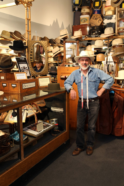 S. Grant Sergot is the hatter and owner of Optimo Custom Hatworks in Bisbee. There are two custom hatters in Arizona, Optimo in Bisbee and Watson's Hat Shop in Cave Creek. Photo by Karen Schaffner/Arizona Sonora News Service.