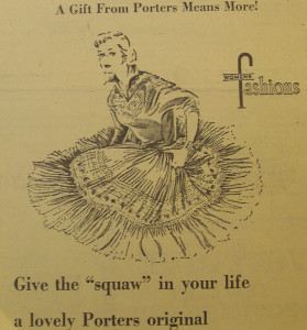 The terminology of an old squaw dress advertisement highlights the dress' racially derived name. (Photo courtesy of the Arizona Historical Society.)