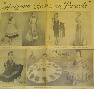 A vintage advertisement shows the many Arizona cities where women wore squaw dresses. (Photo Courtesy of the Arizona Historical Society.)