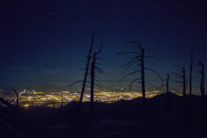 The view from a 10 minute hike from the Mount Lemmon Sky Center on Mount Lemmon in Tucson, Ariz. on Friday, Sept. 9, 2016. The high pressure sodium lights that line Tucson streets cause the golden glow over the city that astronomers have to work around. Mikayla Mace / Arizona Sonora New Service