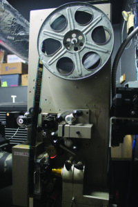 One of the two projection machines used to show film at The Loft Cinema in Tucson on Oct. 10, 2016. Only one reel can be held at a time, meaning it is the projectionist's job to change the reels during each film shown. (Photo by Alexis Wright / Arizona Sonora News)