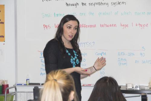 Lisa Blanchard, a teacher at Andrade Polytechnic High School, provides instruction to her class on Feb. 28, 2017. Blanchard is one of many teachers who has thrived despite budget cutbacks from the state.