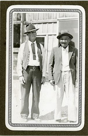 Quong Kee (on right) in Tombstone, Ariz. with John L. Larrieu, Tombstone Justice of the Peace (left). (Photo Courtesy by Arizona Historical Society, Collection PC 1000, Photo No. 4866)