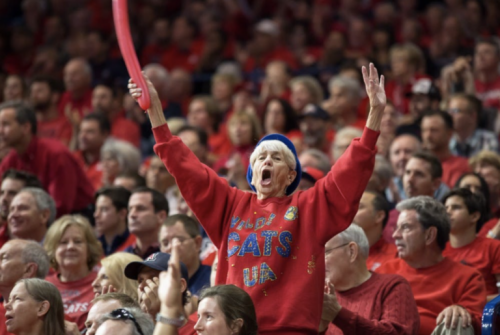 Phyllis Goodman cheers on the Wildcats at a game in 2017.