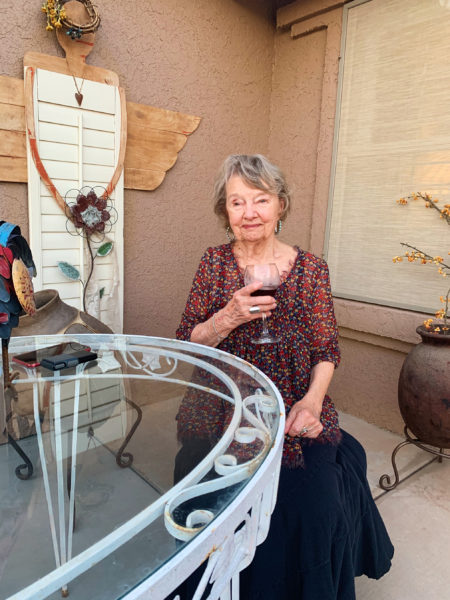My grandma, Gail Stoor, outside her home in Gold Canyon, Arizona, on April 20, 2020. (Photo by Dani Cropper).