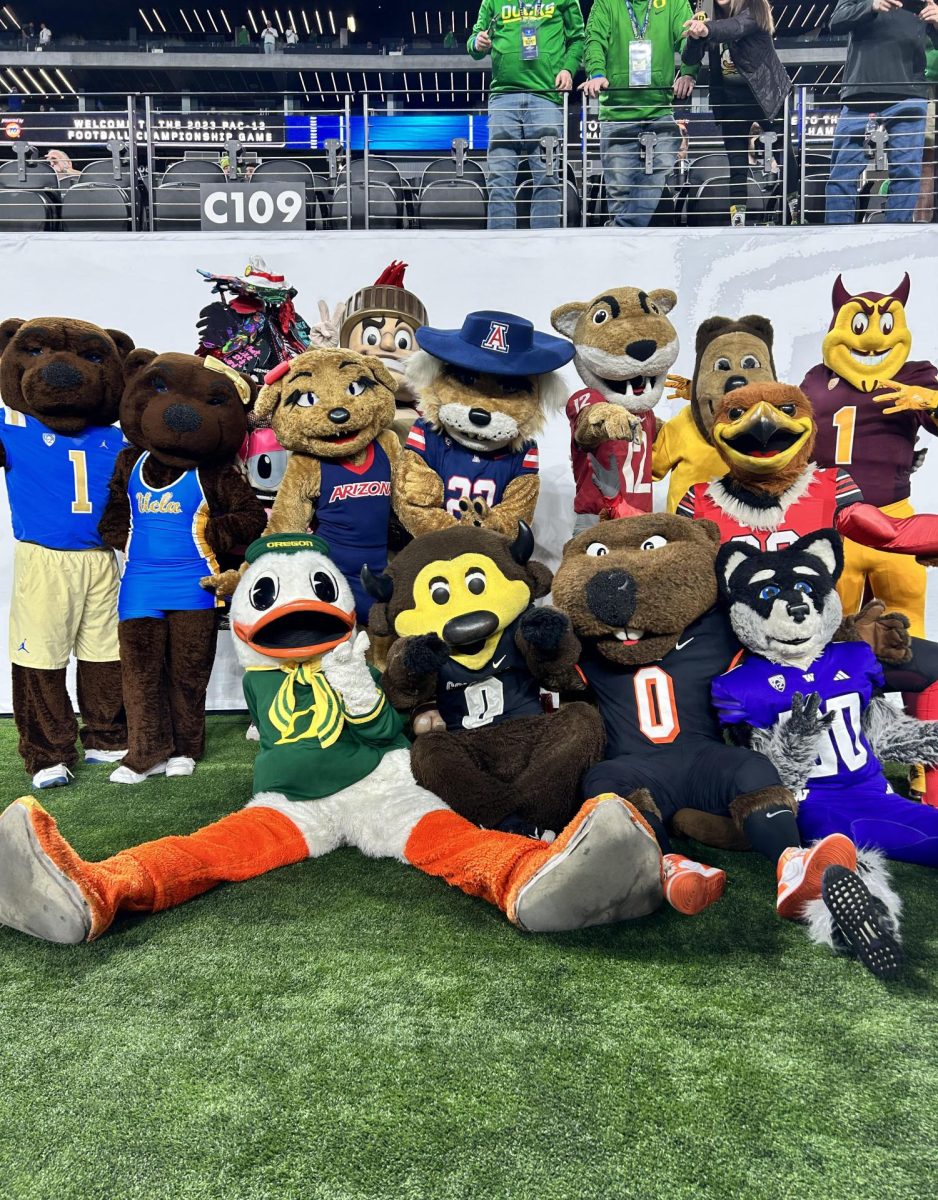 PAC-12 mascots were altogether for one of the the last times at the PAC-12 football championship in Las Vegas in December. - Courtesy of Hadley Turner