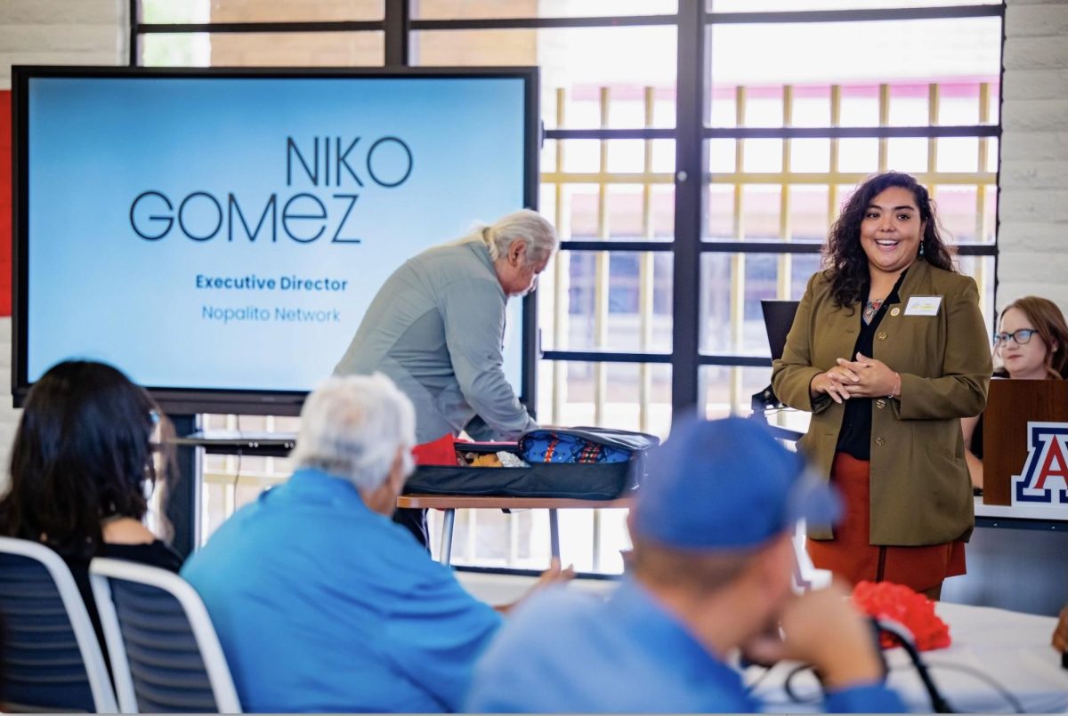 Nicolette Gomez addressing the first cohort of graduates of the Yaqui-Tech Innovation Lab