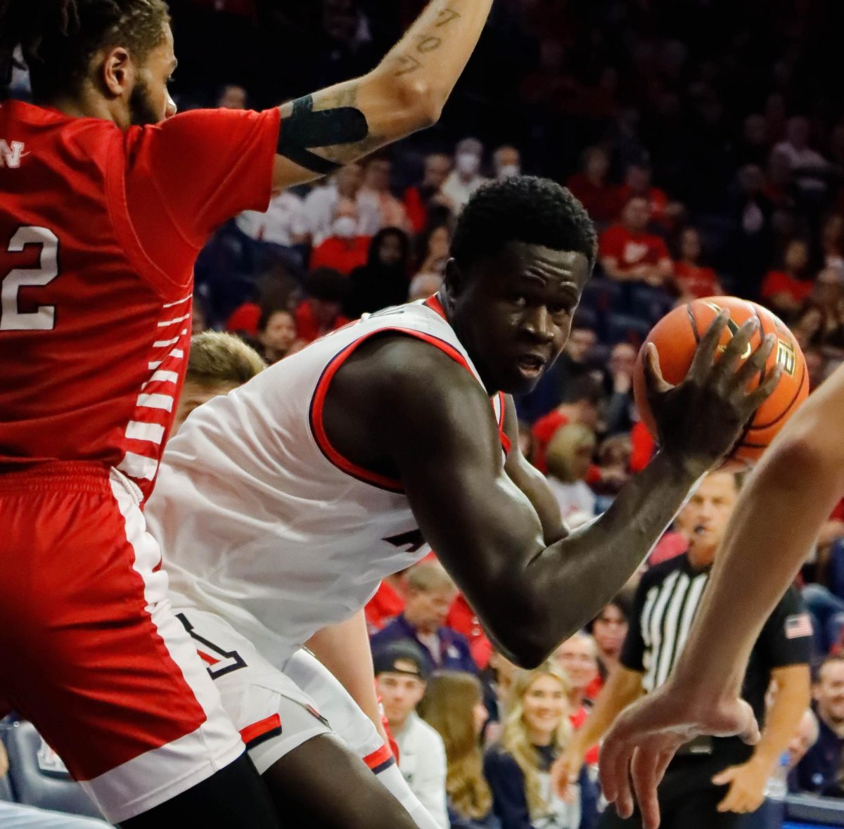 Arizona basketball player Oumar Ballo looks to shoot in a game against Nicholls State University in McKale Center on Nov. 8 2022. 